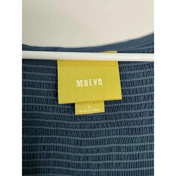 MAEVE ANTHROPOLOGIE Womens Castalia Blue Dress Size 6 Pockets Smocked Everyday - Picture 3 of 11